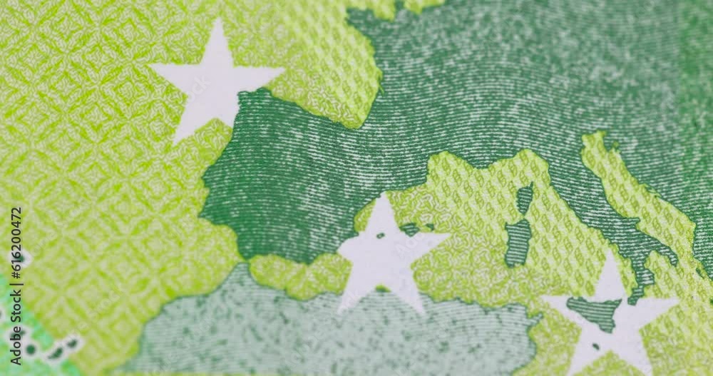 Close-up of the one hundred euro banknote of the European Union, genuine one hundred euro banknote Close-up of the one hundred euro banknote of the European Union, genuine one hundred euro banknote