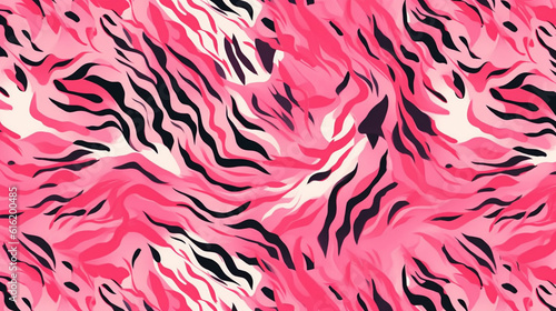 Hot Pink Animal Print Wallpaper or Background Pattern - Leopard Dots and Stripes - Generative AI