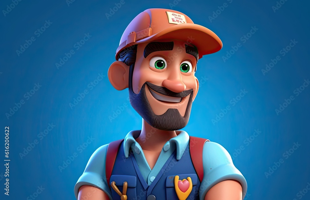 Caucasian Man Janitor Charming Backdrop With Copy Space Generative AI Caucasian Man Janitor Charming Backdrop With Copy Space Generative AI
