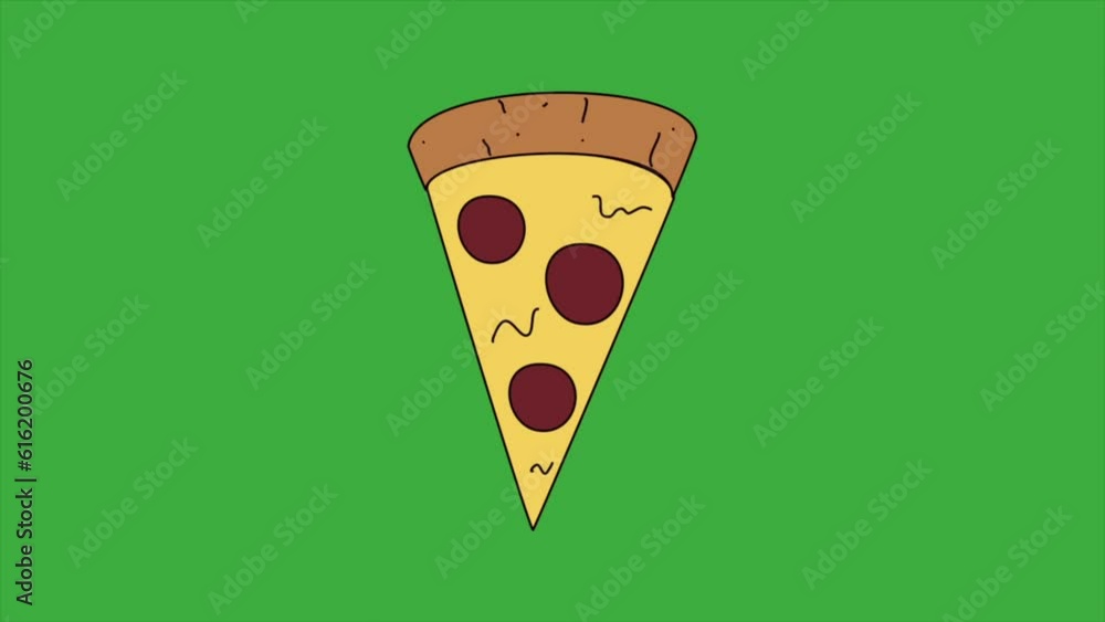 Animation video pizza slice on green screen background Animation video pizza slice on green screen background