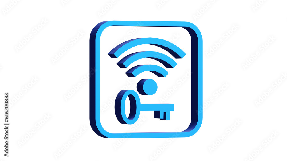3D BLUE ICON WIFI KEY WEB AND MOBILE ISOLATED ON WHITE. PNG TRANSPARENT BACKGROUND 3D BLUE ICON WIFI KEY WEB AND MOBILE ISOLATED ON WHITE. PNG TRANSPARENT BACKGROUND