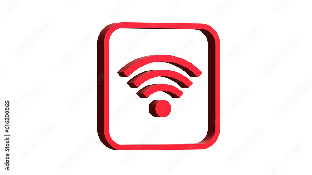 3D RED ICON WIFI WEB AND MOBILE ISOLATED ON WHITE. PNG TRANSPARENT BACKGROUND 3D RED ICON WIFI WEB AND MOBILE ISOLATED ON WHITE. PNG TRANSPARENT BACKGROUND