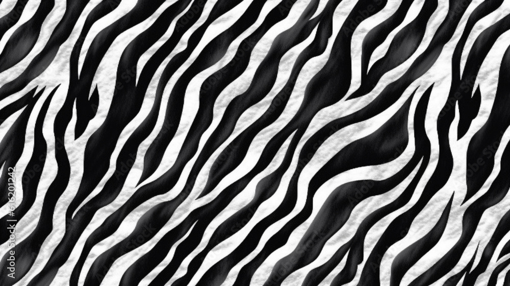 White and Black Monochrome Animal Print Wallpaper or Background Pattern - Leopard Dots and Stripes - Generative AI