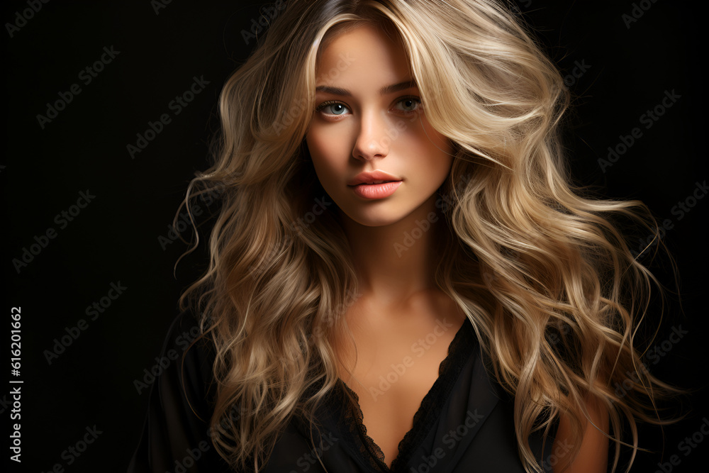 Generative ai portrait of beautiful blond woman on gradient background Generative ai portrait of beautiful blond woman on gradient background