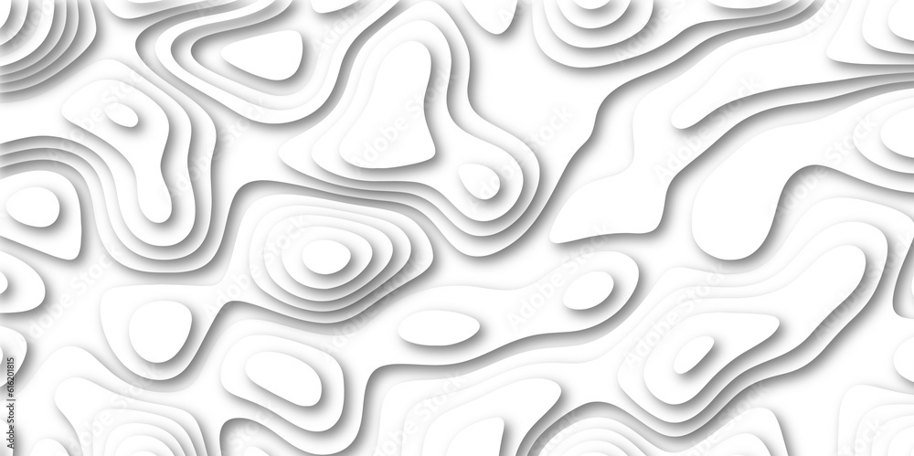 Abstract wavy line paper cut white background. Abstract realistic papercut decoration textured with wavy layers.  Abstract modern white background paper cut style
