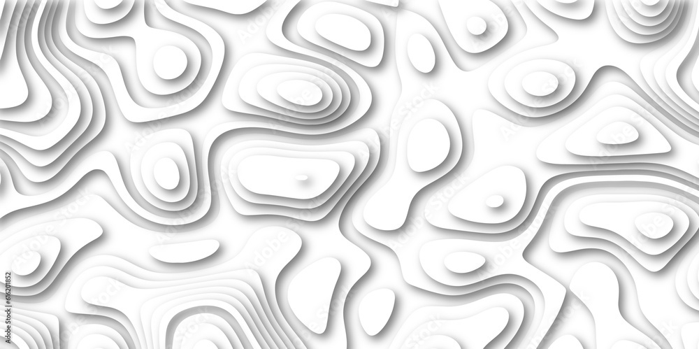 Abstract wavy line paper cut white background. Abstract realistic papercut decoration textured with wavy layers.  Abstract modern white background paper cut style