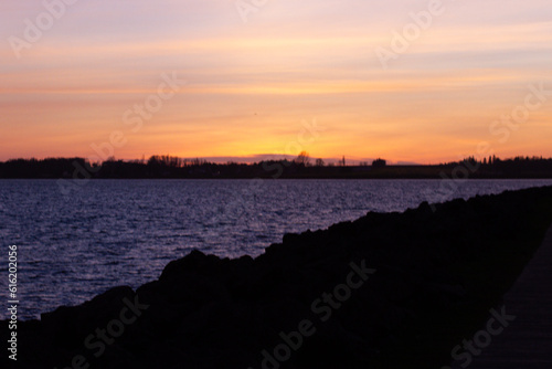 sunset over the river