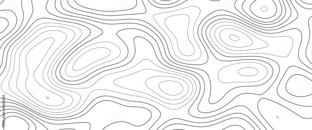 Abstract background with vector illustration of topographic line contour map, black-white design,