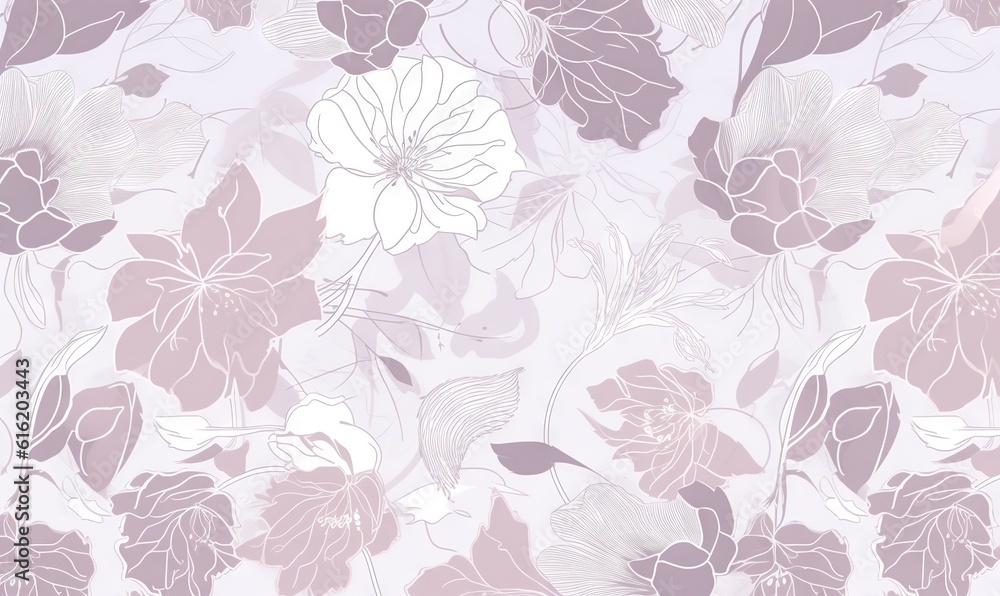 custom made wallpaper toronto digital a floral wallpaper pattern with pink and white flowers on a light purple background with white and gray leaves and flowers on a light purple background. generative ai
