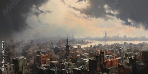 Panorama of an old city (Generative AI)