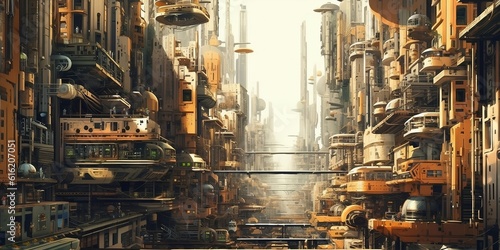 View of a futurist city (Generative AI)