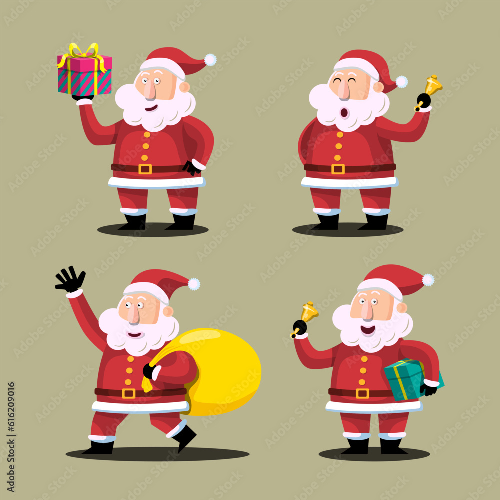 Santa Claus characters in various poses and scenes. Santa Claus characters in various poses and scenes.