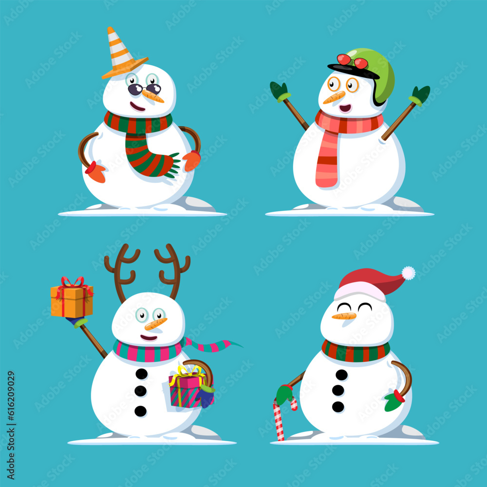 Snowman sets Christmas characters in a variety of poses and moods.