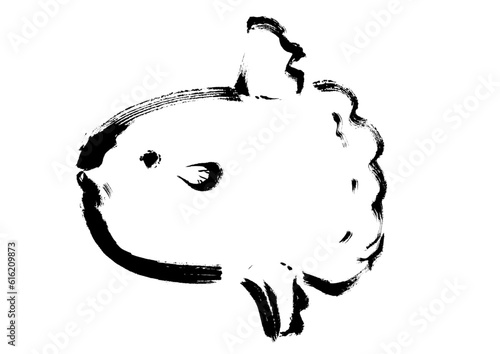マンボウの手描き和風イラスト和風素材