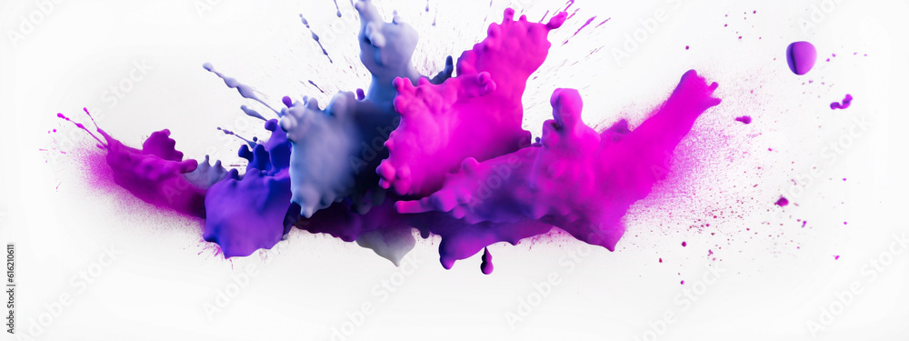 Purple and blue watercolor splashes isolated on white background. Generative AI