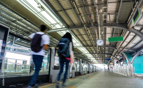 Skytrain station in capatal city of Bangkok Thailand for traveller and passenger to moving in center of city with short time