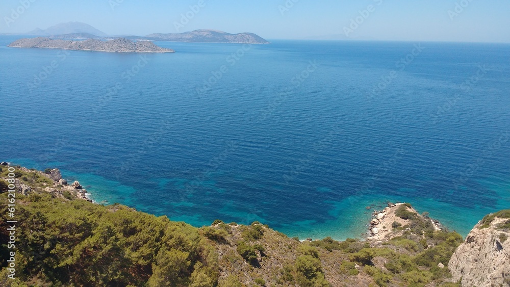 Greek Cliff Landscape View into the sea