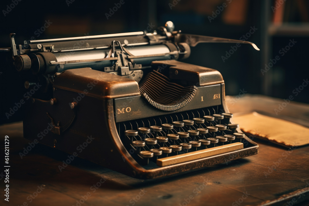 Historic Typewriter Historical Stories: An Old Typewriter with Blank Paper, AI generated ...