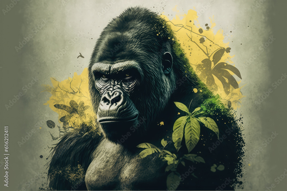 gorilla looking on background gorilla looking on background