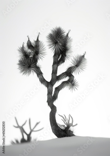 Monochromatic Beauty: Black and White Joshua Tree Photography. Generative AI