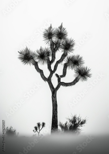Monochromatic Beauty  Black and White Joshua Tree Photography. Generative AI