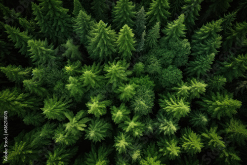 Overhead Majesty: An Aerial Forest View, Dichromatism, AI generated photo