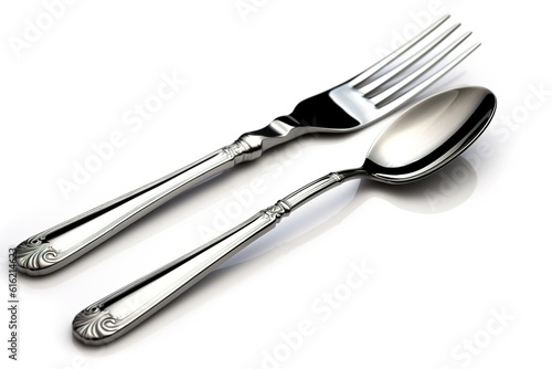 knife and fork isolated on white background. Generated by AI.