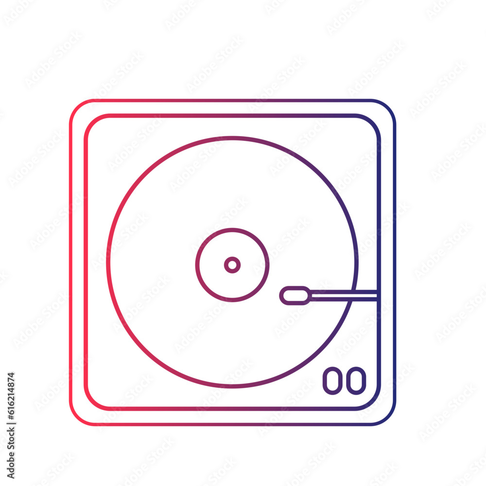 Gradient turntable icon on white background. Vector illustration. Gradient turntable icon on white background. Vector illustration.
