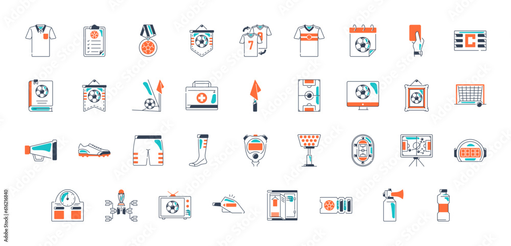 Set of soccer icons. Premium style icons Pack. Vector Illustration
Set of soccer icons. Premium style icons Pack. Vector Illustration