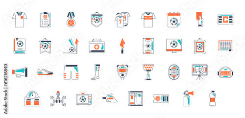 Set of soccer icons. Premium style icons Pack. Vector Illustration
