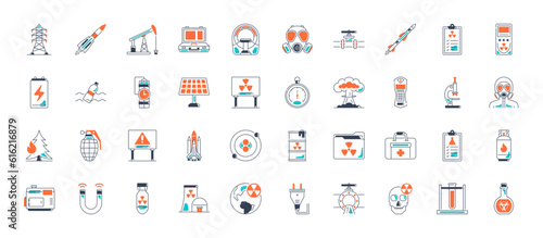 Nuclear icons bundle. Premium style Icon. Vector illustration

