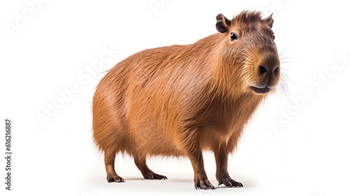 capybara standing, white background. Generative AI.