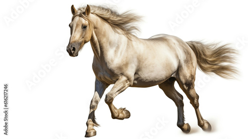 running horse  white background. Generative AI.