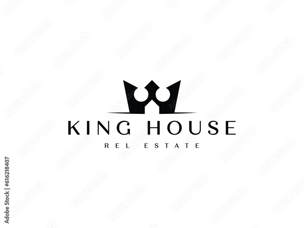 King Queen Crown House Real Estate Luxury logo design King Queen Crown House Real Estate Luxury logo design