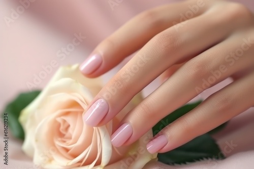 Photography Female hands with pink nail design
