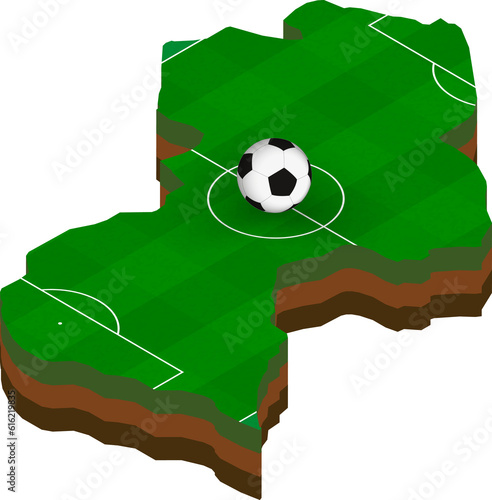 Fototapeta Naklejka Na Ścianę i Meble -  Isometric map of Guyana with football field.