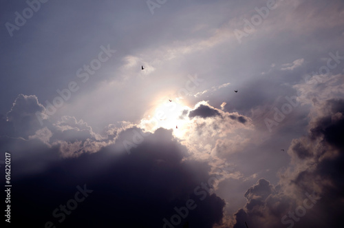 sun rays and clouds