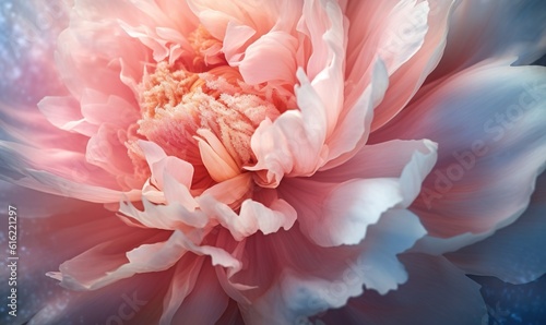  a large pink flower with a blue center and a white center in the middle of the flower, with a pink center in the middle of the flower. generative ai