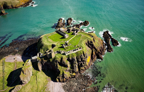 Photography Dunnottar Castle Dun Fhoithear on North Sea coast south of Stonehaven, Scotland,