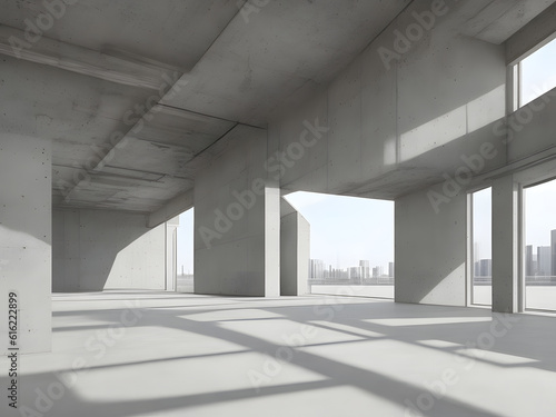 Concrete wall background, empty room, AI Generated