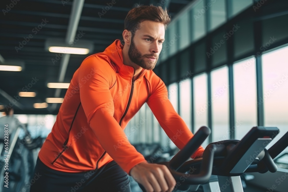 caucasian man in bright sport clothes at the gym , AI Generated caucasian man in bright sport clothes at the gym , AI Generated