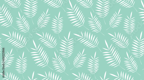 Seamless floral pattern with palm leaves, outline.