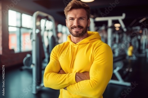 caucasian man in bright sport clothes at the gym   AI Generated