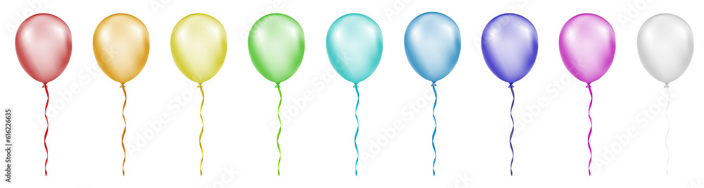 Balloon set isolated on transparent background. Vector realistic colorful festive 3d helium balloons template for anniversary, birthday party design. Balloon clipart  Balloon clip art 