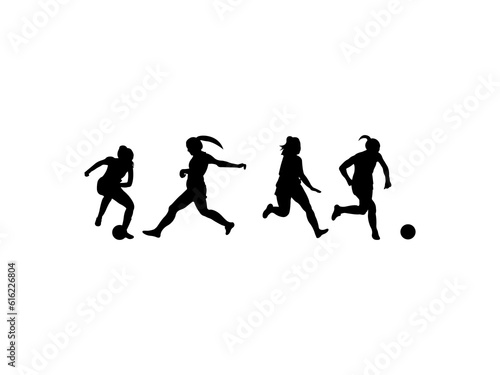 Girls Soccer Player Silhouettes stock illustration