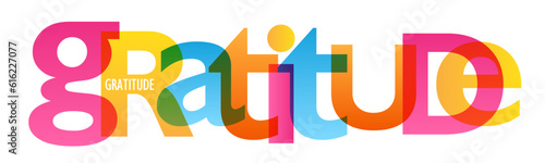GRATITUDE colorful vector typography banner