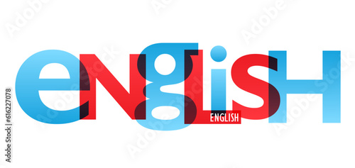 ENGLISH red and blue vector typography banner