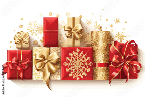 Christmas decoration with christmas tree gift boxes red candles christmas vector art illustration.