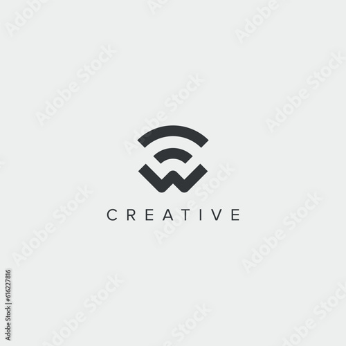 Alphabet W letter wifi logo vector template illustration.