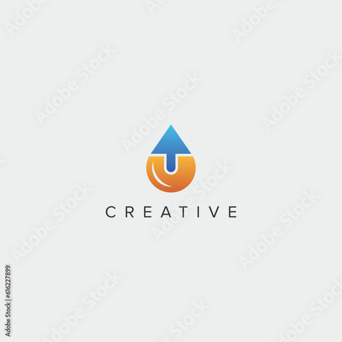 Modern creative water drop and arrow logo - Vector.